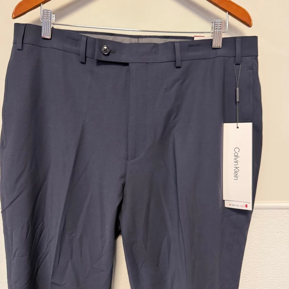 Calvin Klein Navy Slim Fit Men’s Dress Pants Jerome 36W x 32L NEW NWT MSRP: $190